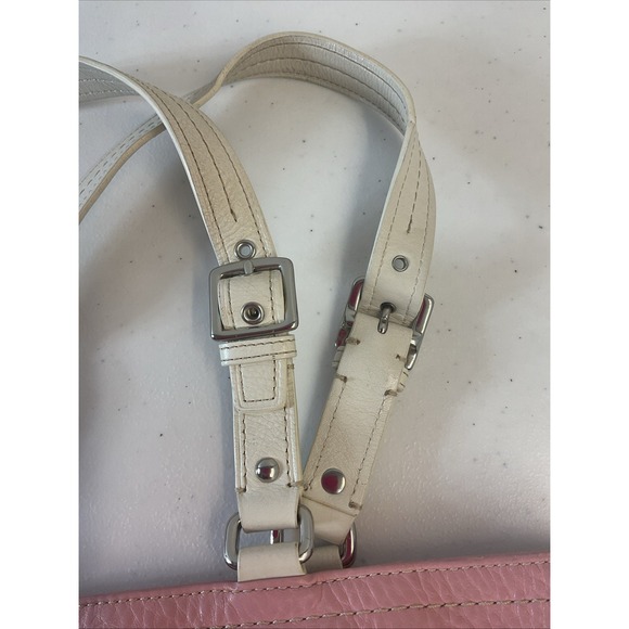 Vtg Coach Hamilton Pebbled Leather Book Tote Shoulder Handbag Purse Pink Cream - Picture 5 of 12
